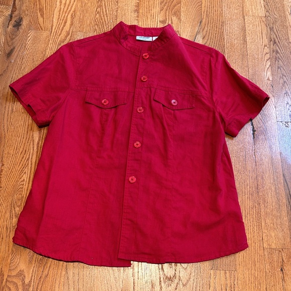 Liz Baker linen cotton blend shirt and pants set in red size medium petite - Picture 6 of 11